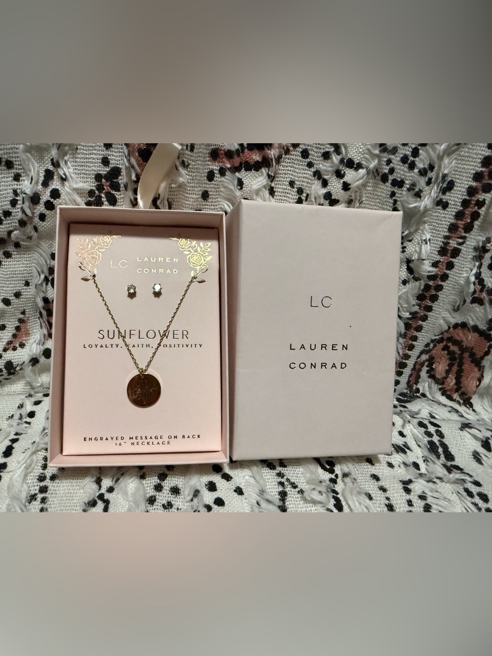 Kohl's LC Lauren Conrad Sunflower Pendant Necklace & Studs - Gold